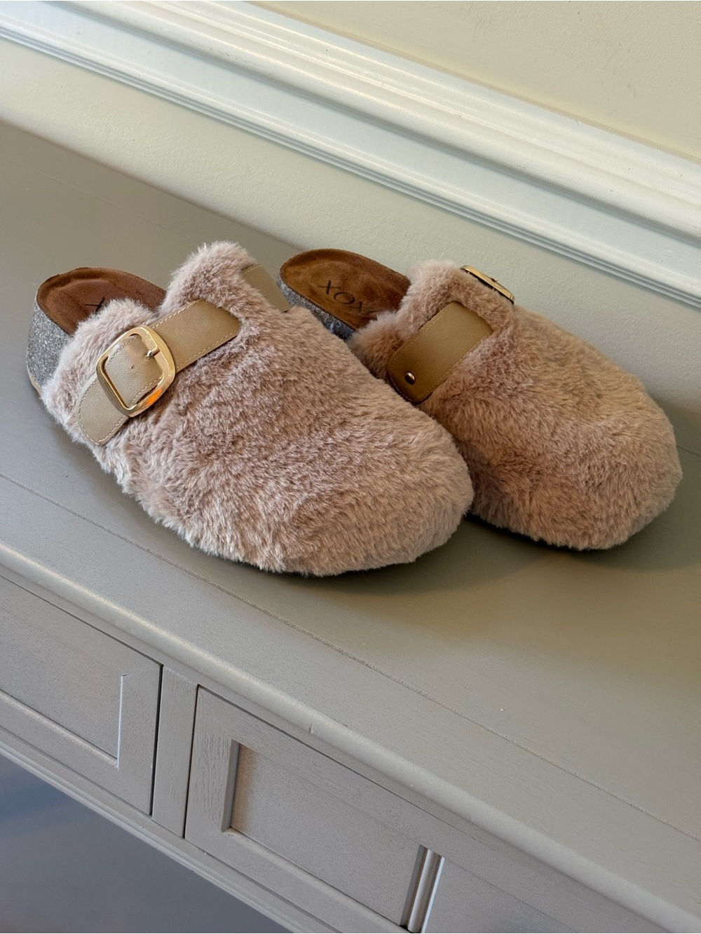 XOXO Girls Faux-Fur Slip-On Mules with Buckle - Blush
